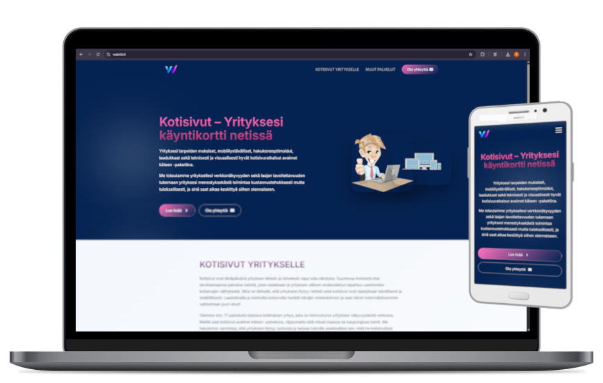 Kotisivut mobiilissa